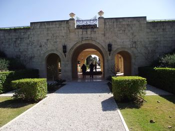 Entrance of historic building against sky