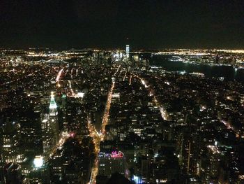 Aerial view of illuminated cityscape