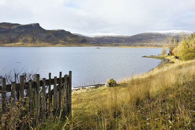 Scenic view of lake against sky