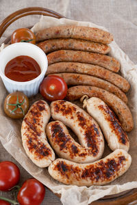 High angle view of food on table