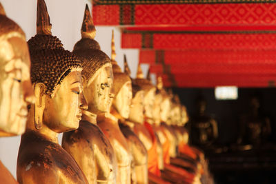 Buddha statues in row at temple