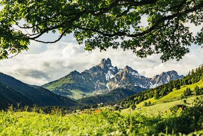 Scenic view of mountains against sky