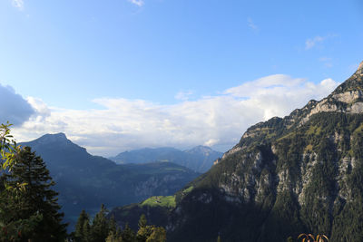 View of mountain range against cloudy sky