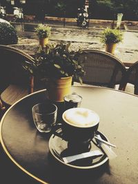 Coffee cup on table