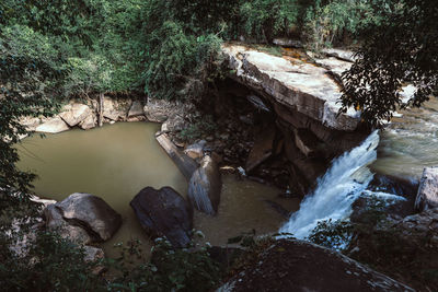 River flowing through rocks in forest