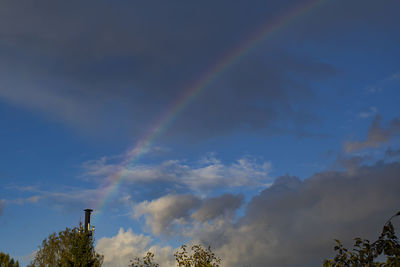 Low angle view of rainbow against sky
