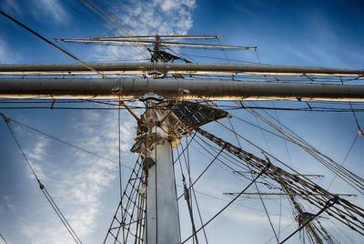 Low angle view of sailboat against sky