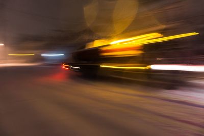 Light trails on street at night