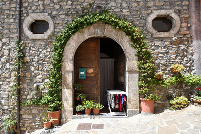 The door of an old house in sasso di castalda, a village of basilicata region, italy.