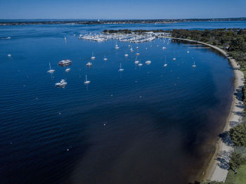 High angle view of sea against sky