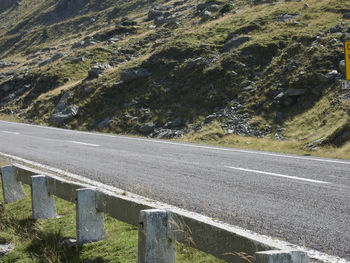 High angle view of road by mountain