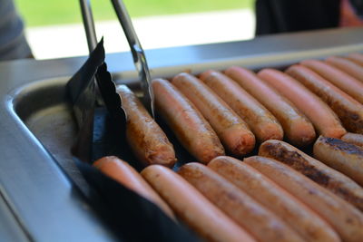 High angle view of vegetables on barbecue grill