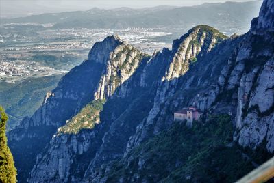 High angle view of mountains against sky