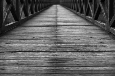 Surface level of wooden footbridge