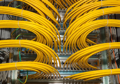 High angle view of yellow cables