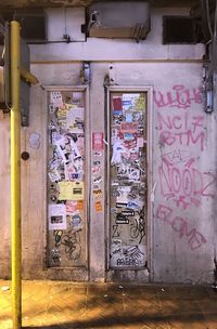 Graffiti on door of building