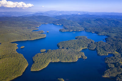 High angle view of lake against sky