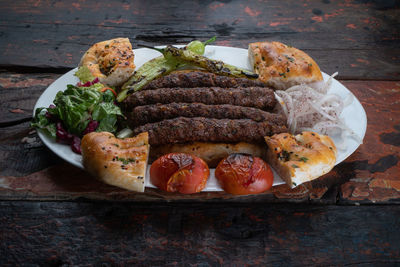 High angle view of food on table