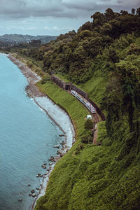 High angle view of beach