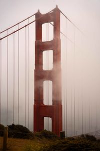 Low angle view of suspension bridge