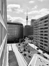 Buildings in city against sky