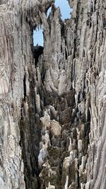 Low angle view of rock formation