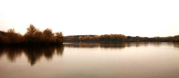 Scenic view of lake against clear sky