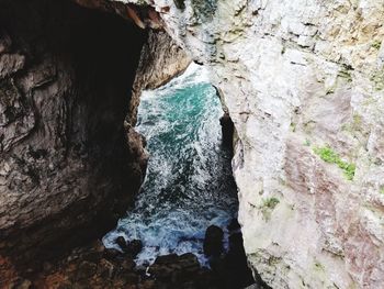 Rock formation in sea