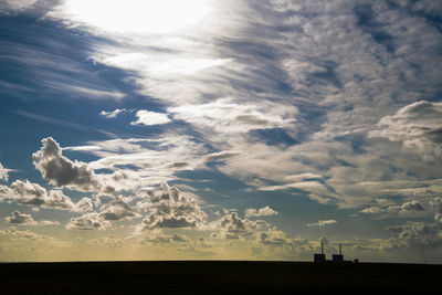 Low angle view of silhouette land against sky during sunset