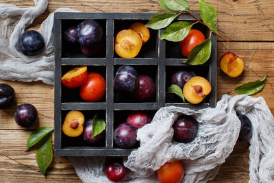 Directly above shot of fruits on table