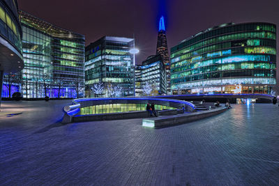 View of modern buildings at night