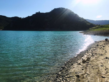 Scenic view of sea against clear sky