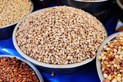 High angle view of spices in container