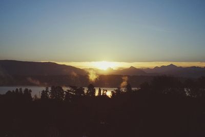 Scenic view of mountains at sunset