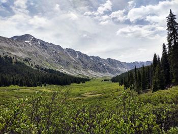 Scenic view of mountains against sky