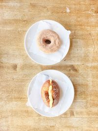 High angle view of breakfast on table