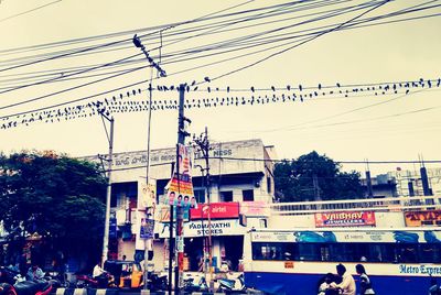 Low angle view of power lines