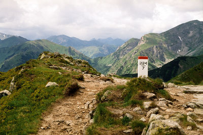 Scenic view of mountains against sky