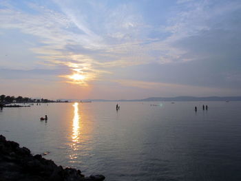 Scenic view of sunset over river