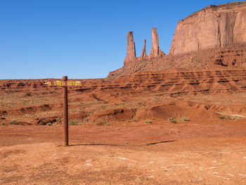 Rock formations in desert against clear sky