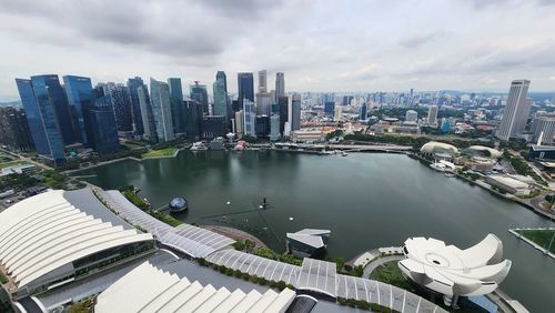 High angle view of buildings in city