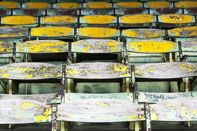 Full frame shot of wooden chairs