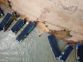 High angle view of people on beach