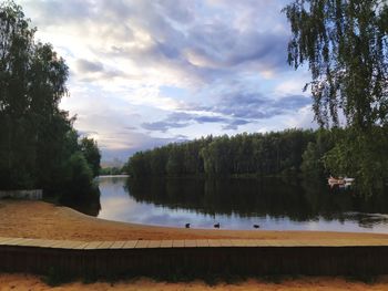 Scenic view of lake against sky