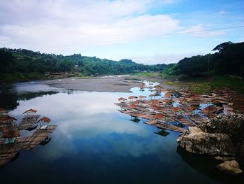 Scenic view of lake against sky