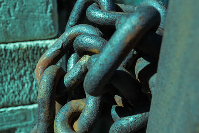 Close up of old iron chains