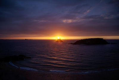 Scenic view of sea against sky during sunset