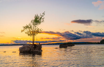 Scenic view of sea against sky during sunset