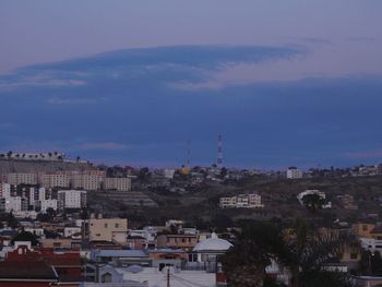 High angle view of townscape against sky