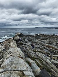 Scenic view of sea against cloudy sky